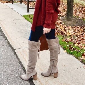 Franco Sarto Tan Ellyn Over The Knee Tall Genuine Leather Suede Boots Size 5.5